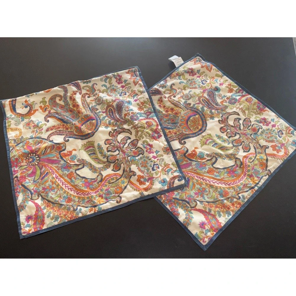 Pottery Barn Paisley Pillow Shams Only Set of 2 20x20